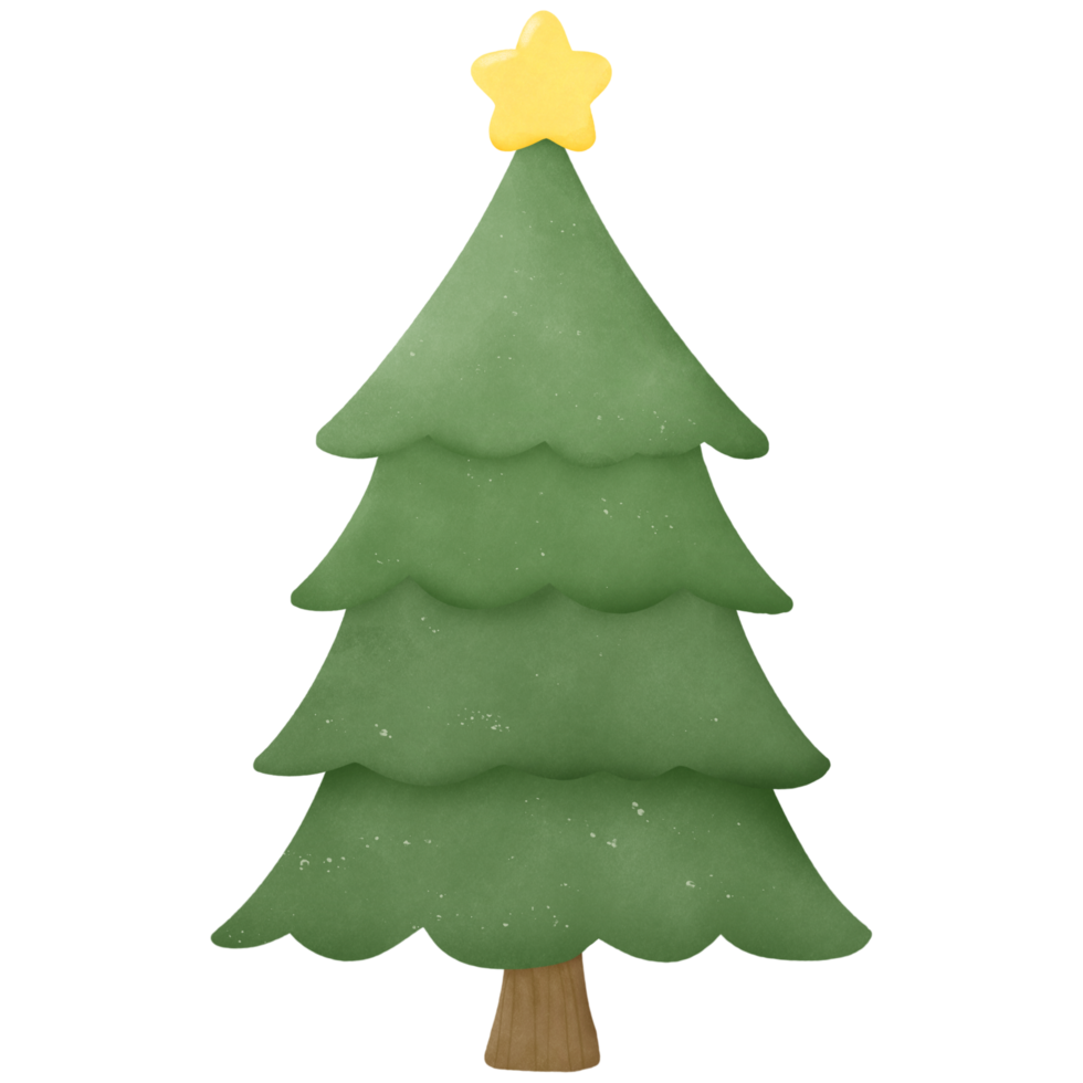 Watercolor Christmas tree illustration, mascot or character of Christmas, for invitation and greetings png