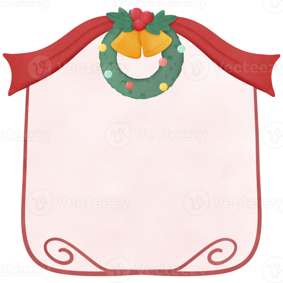 Watercolor Christmas frame, for invitation and greetings in happy season png