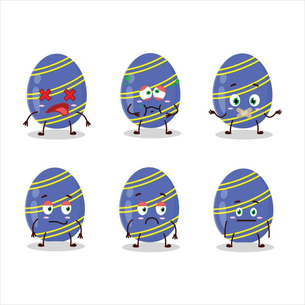 Blue easter egg cartoon character with nope expression vector