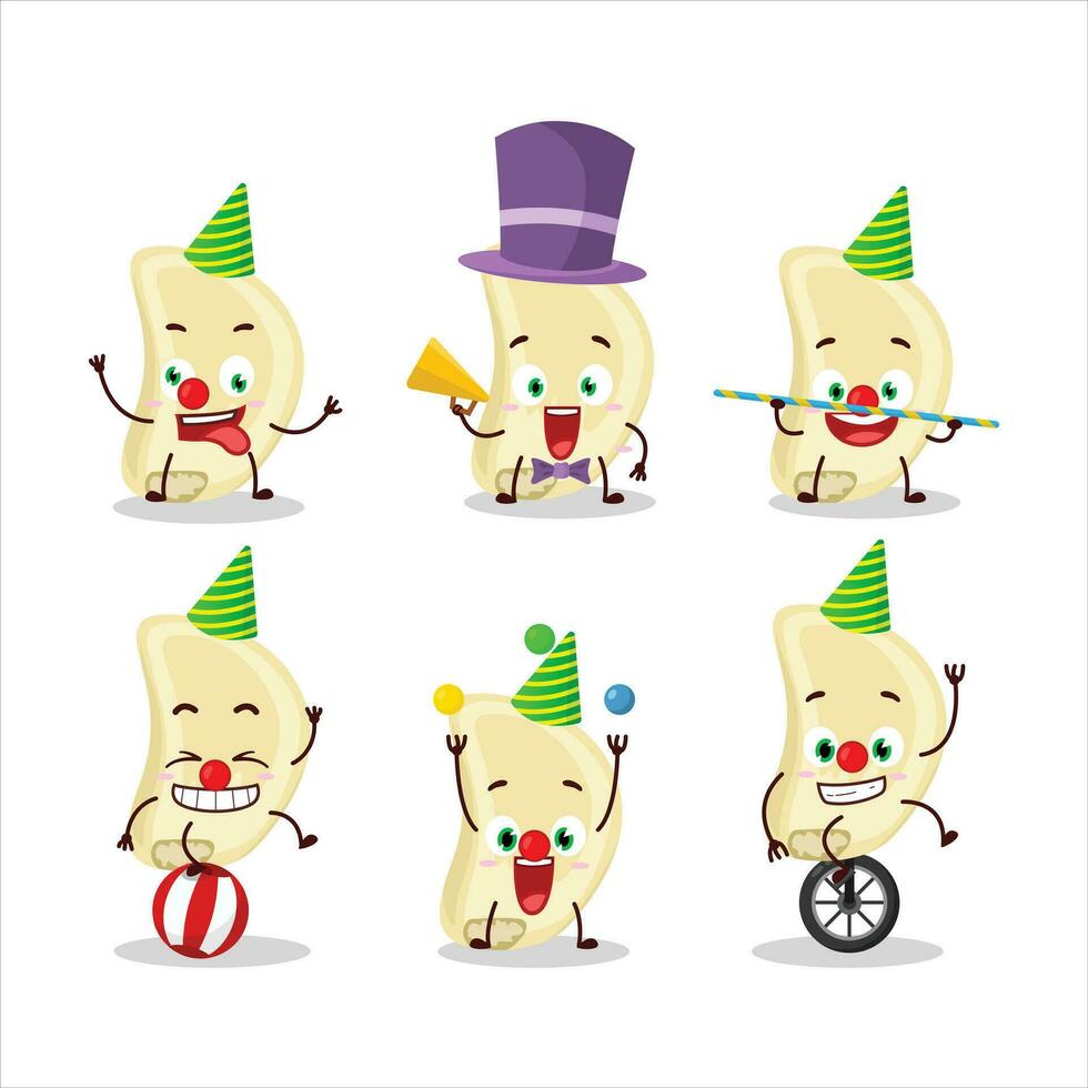 Cartoon character of slice of garlic with various circus shows vector