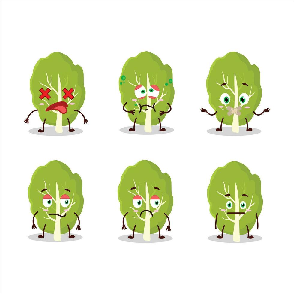 Collard greens cartoon character with nope expression vector