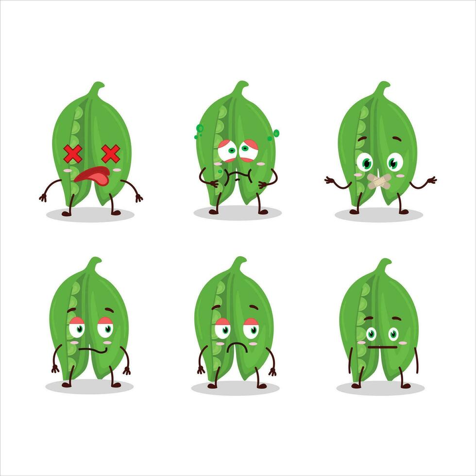 Peas cartoon in character with nope expression vector