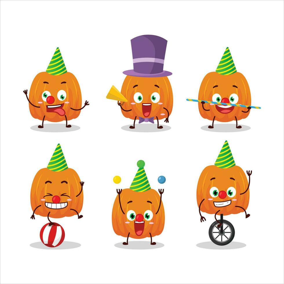 Cartoon character of new pumpkin with various circus shows vector