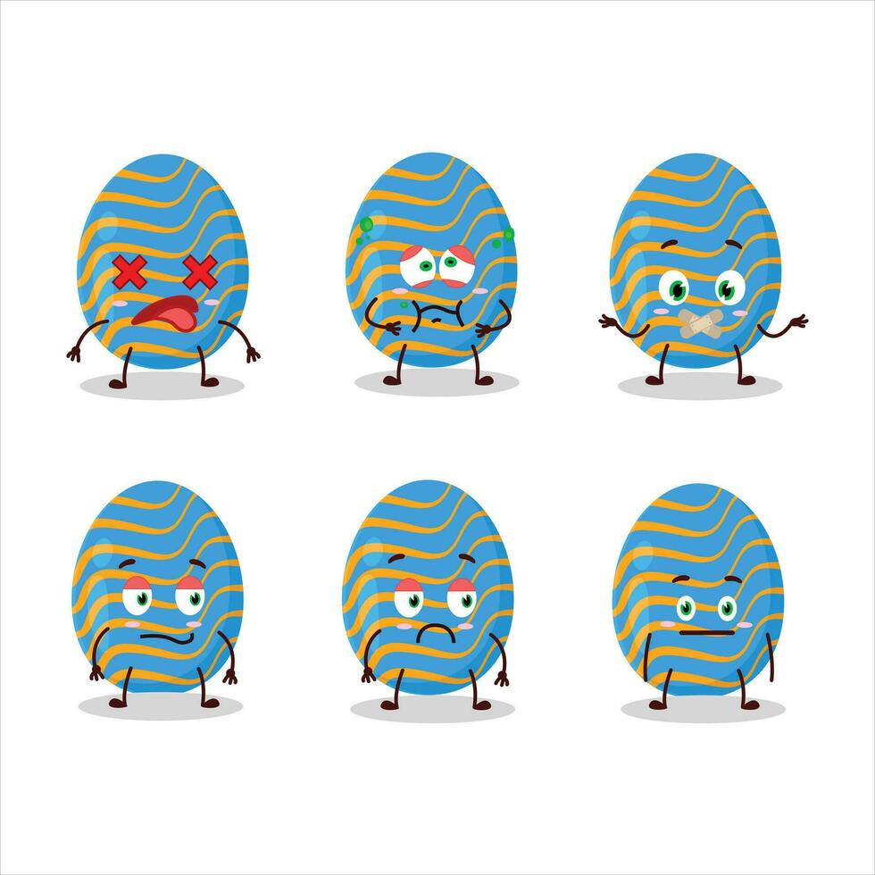 Light blue easter egg cartoon character with nope expression vector