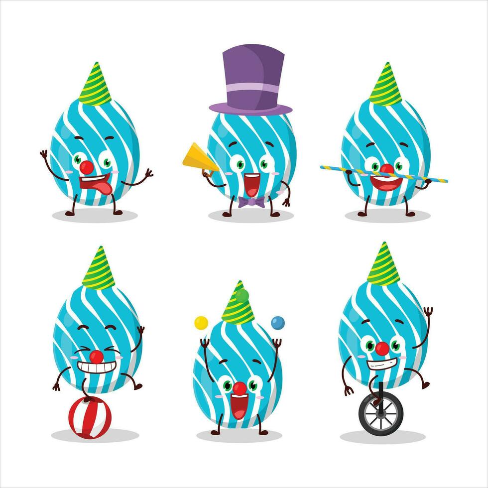 Cartoon character of cyan easter egg with various circus shows vector