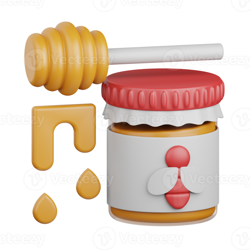 3d tolkning honung isolerat användbar för mat, allergen, allergi, sjukdom och antigen design element png