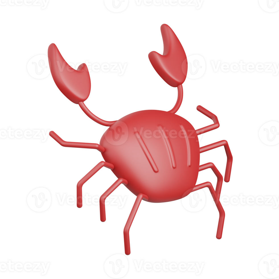 3d tolkning krabba isolerat användbar för mat, allergen, allergi, sjukdom och antigen design element png