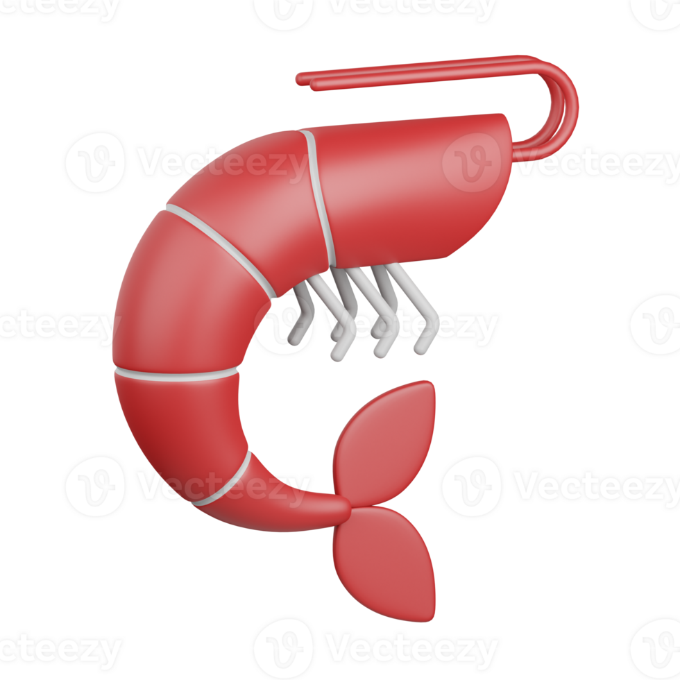 3d rendering shrimp isolated useful for food, allergen, allergy, disease and antigen design element png