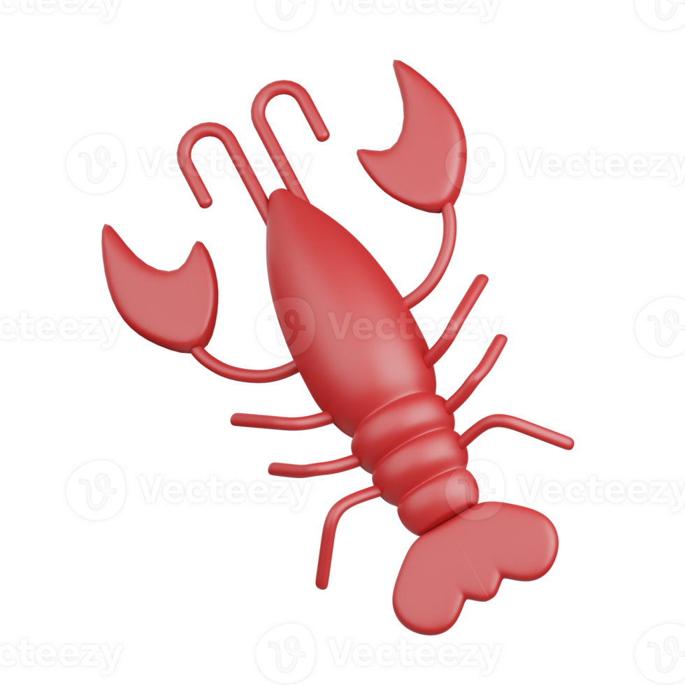 3d rendering lobster isolated useful for food, allergen, allergy, disease and antigen design element png