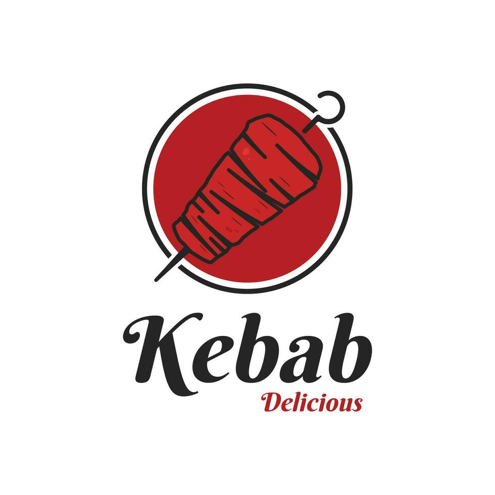 Kebab logo design creative idea label sticker with circle shape vector