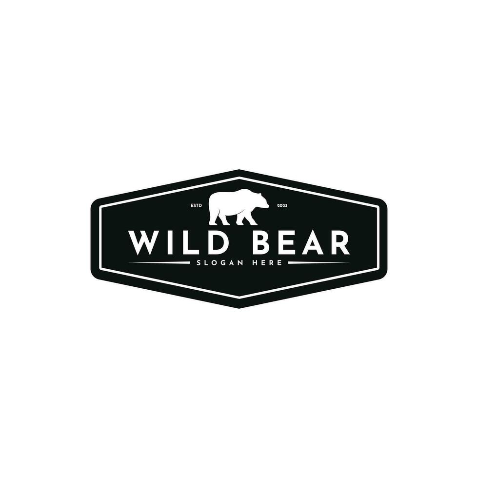 Wild bear logo design vintage retro vector