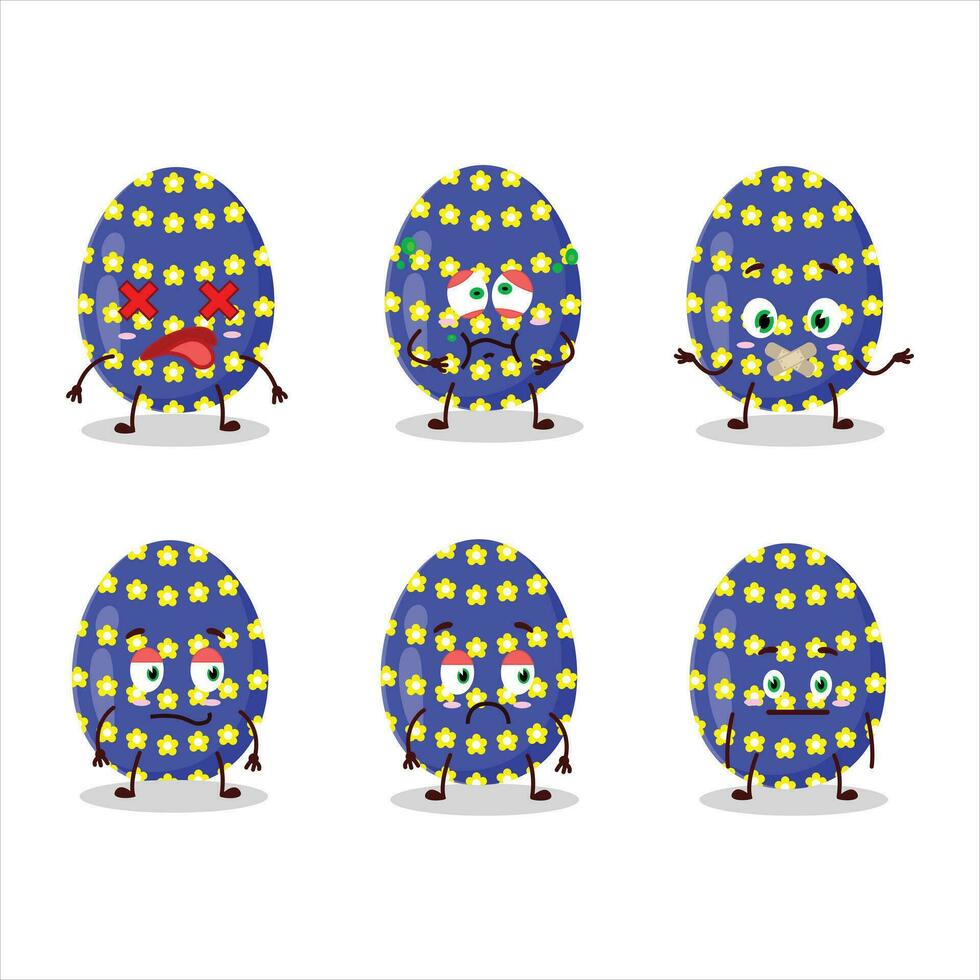 Dark blue easter egg cartoon character with nope expression vector