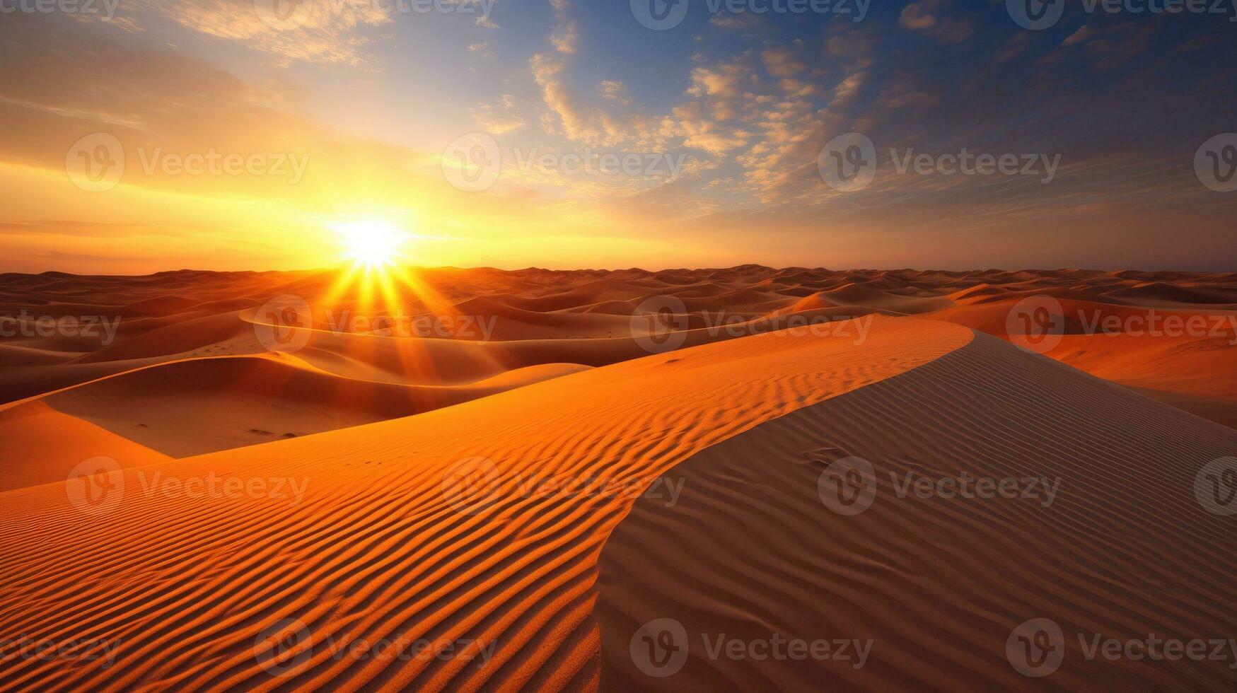 Desert dubai united arab emirates beautiful sky in the morning sunrise. Generative Ai photo