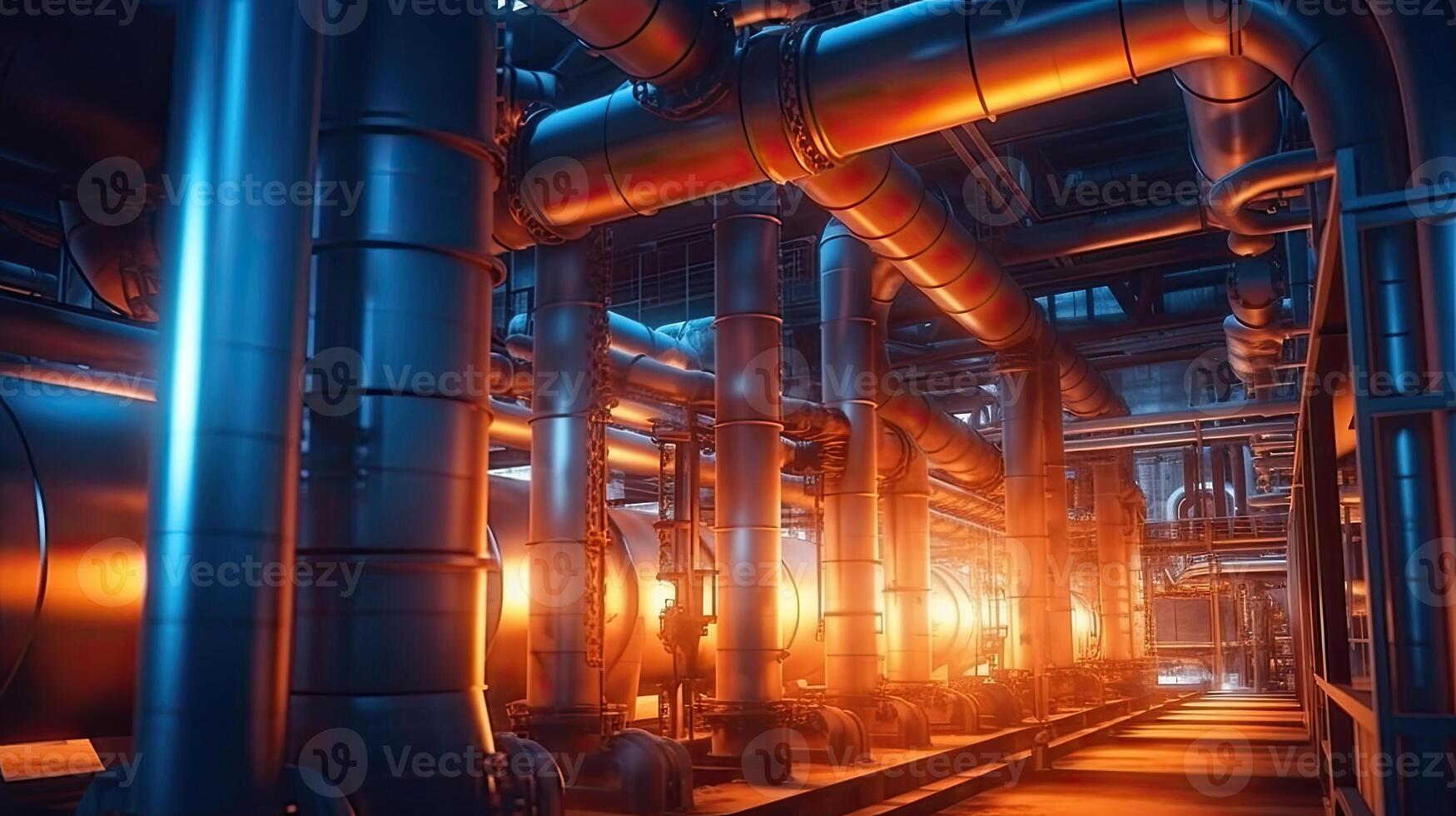 Background with shiny factory pipes.Industrial pipeline, oil and gas