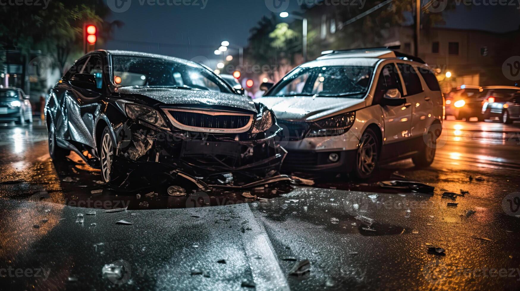 Photo of Cars Involved in a Collision or Crash Stock Photo - Image