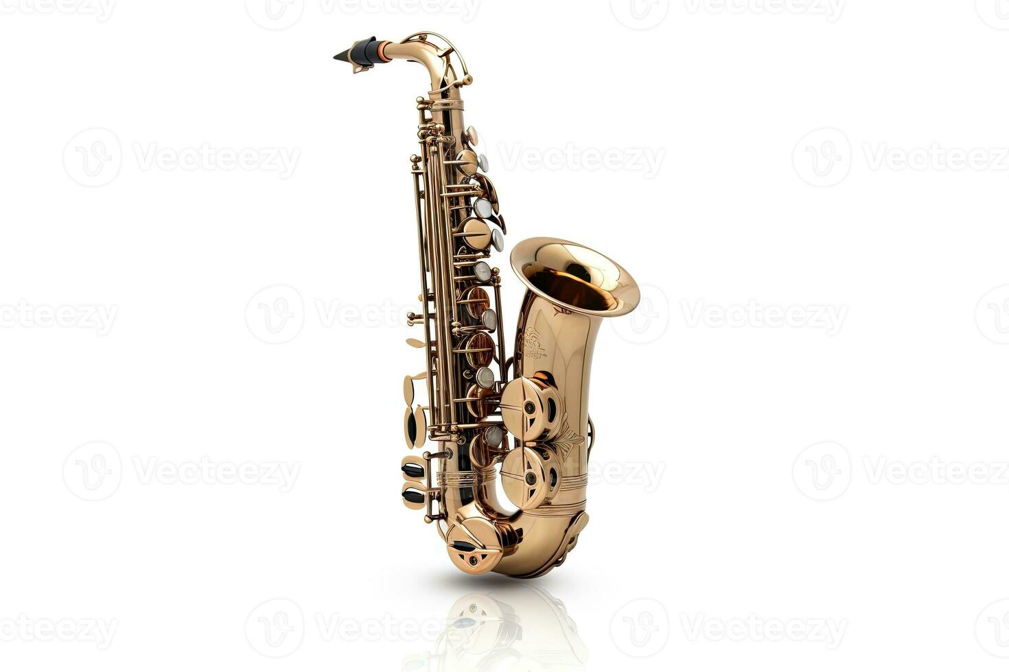 Saxophone isolated on white background. Music concept. Generative Ai photo