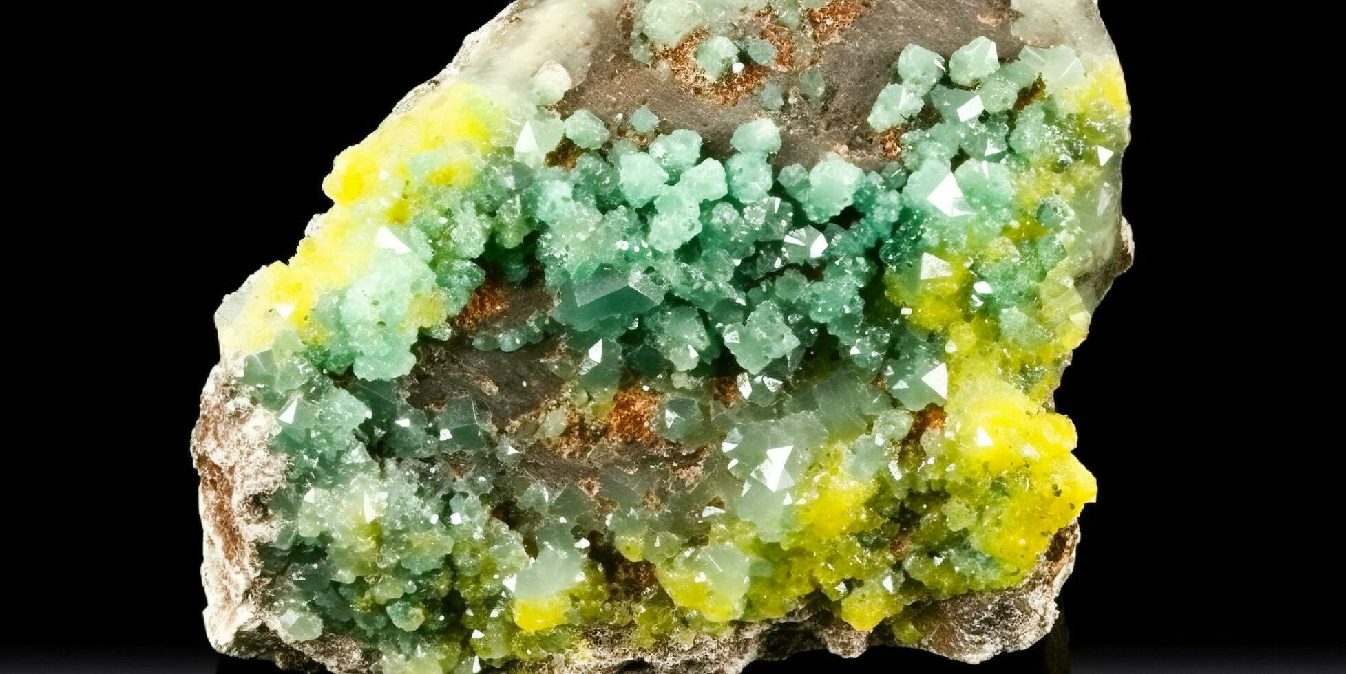 Haiweeite is rare precious natural geological stone on gradient background in low key, isolate. AI generated. photo