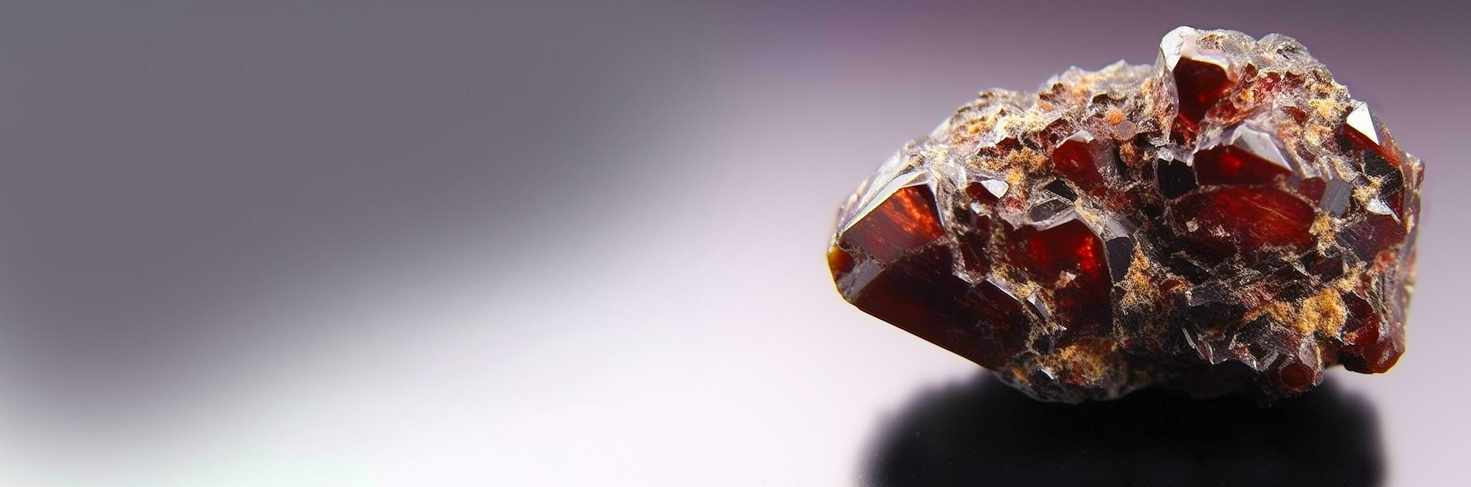 Painite is rare precious natural geological stone on gradient background in low key, isolate. AI generated. photo