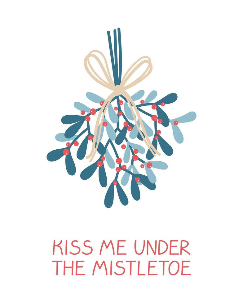 Kissing bough Christmas decoration with ribbon. vector