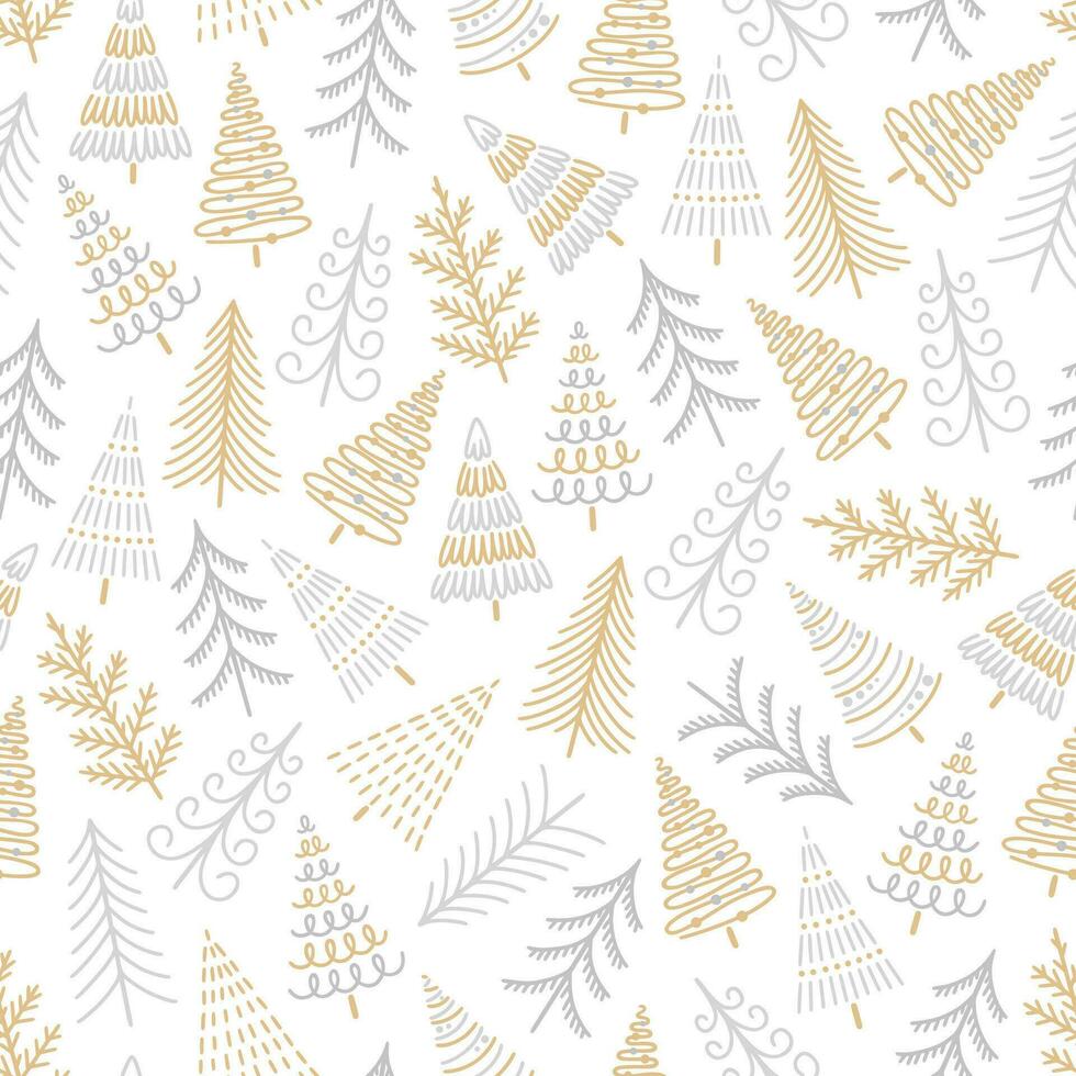 Seamless pattern with different Christmas trees vector