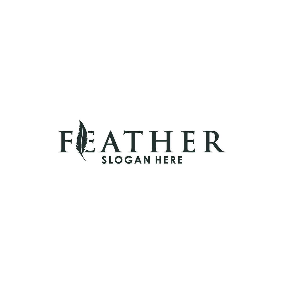 feather logo template vector icon, creative feather logo design