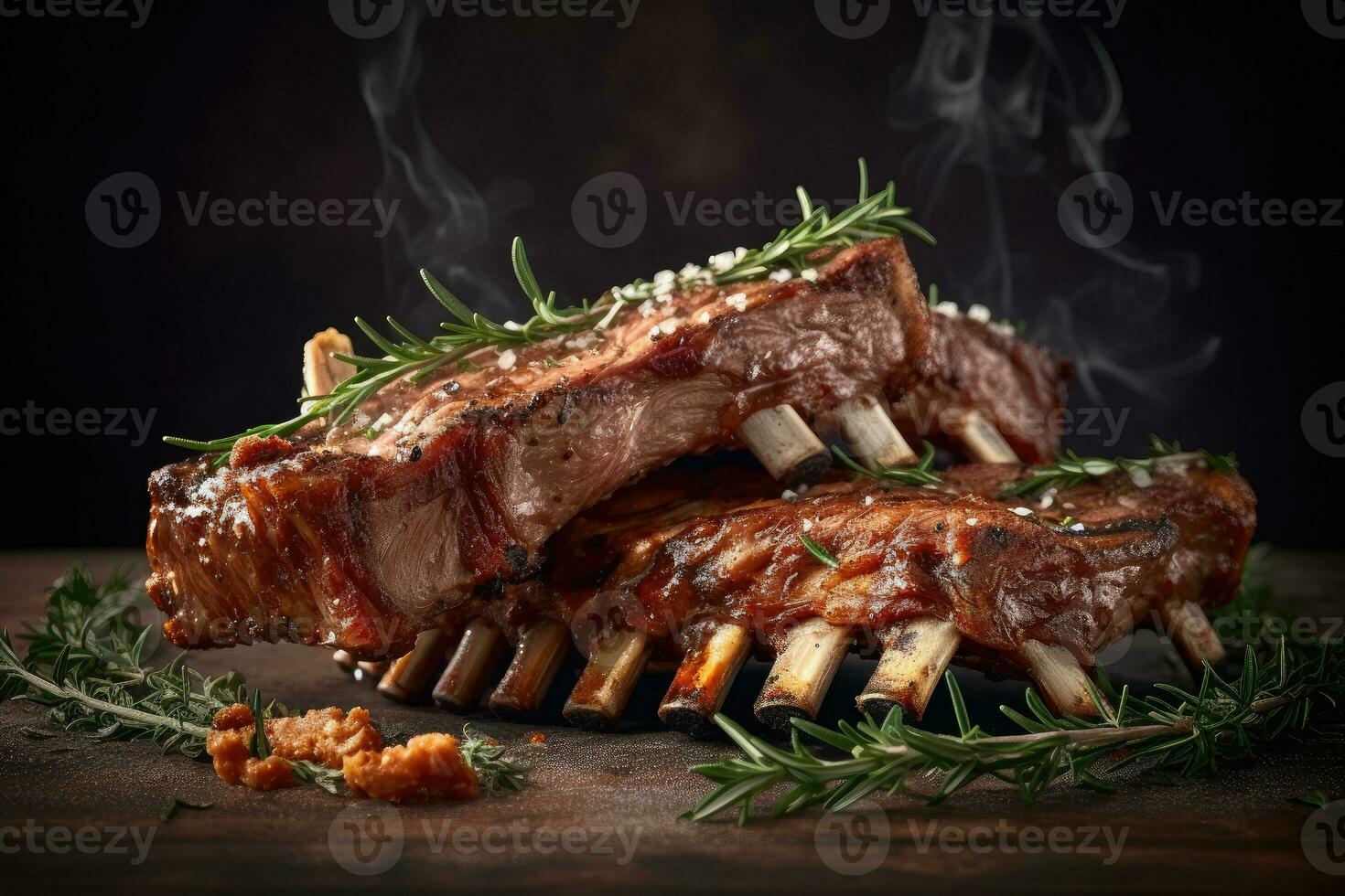 Lamb Rib and Shanks grill with herbs, Generative AI photo