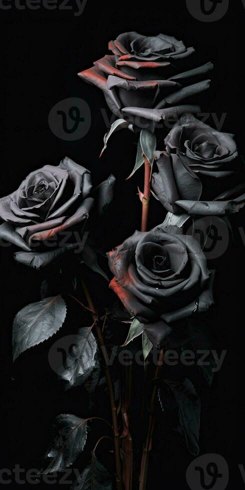 Spellbinding closeup portrait of roses, eternal melancholy, AI Generated photo