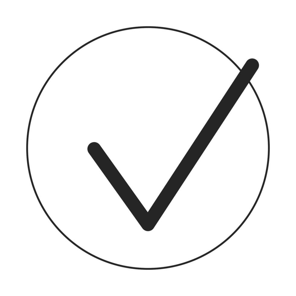 Bullet point check mark flat monochrome isolated vector object. Completed. Editable black and white line art drawing. Simple outline spot illustration for web graphic design