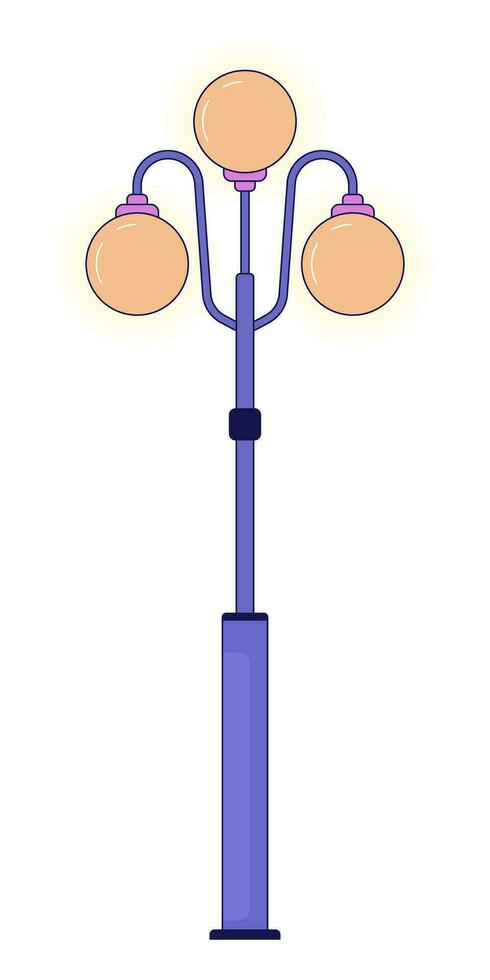 Lamppost streetlamp flat line color isolated vector object. Street light. Editable clip art image on white background. Streetlight city. Simple outline cartoon spot illustration for web design