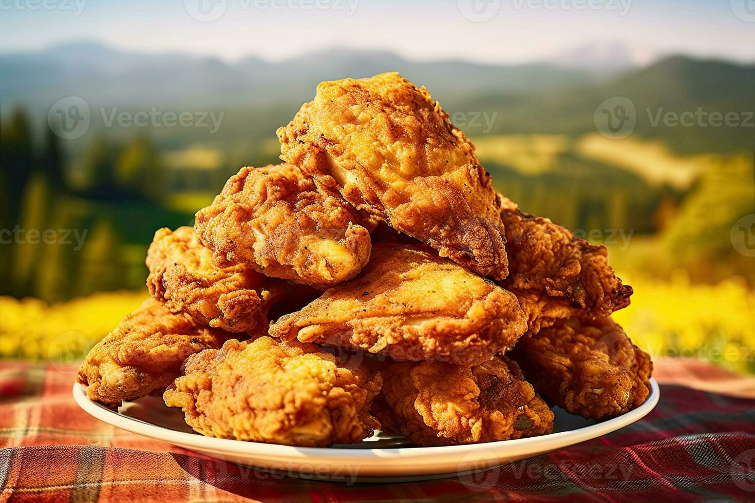 Fried chicken Wings with Kethcup, Generative AI photo