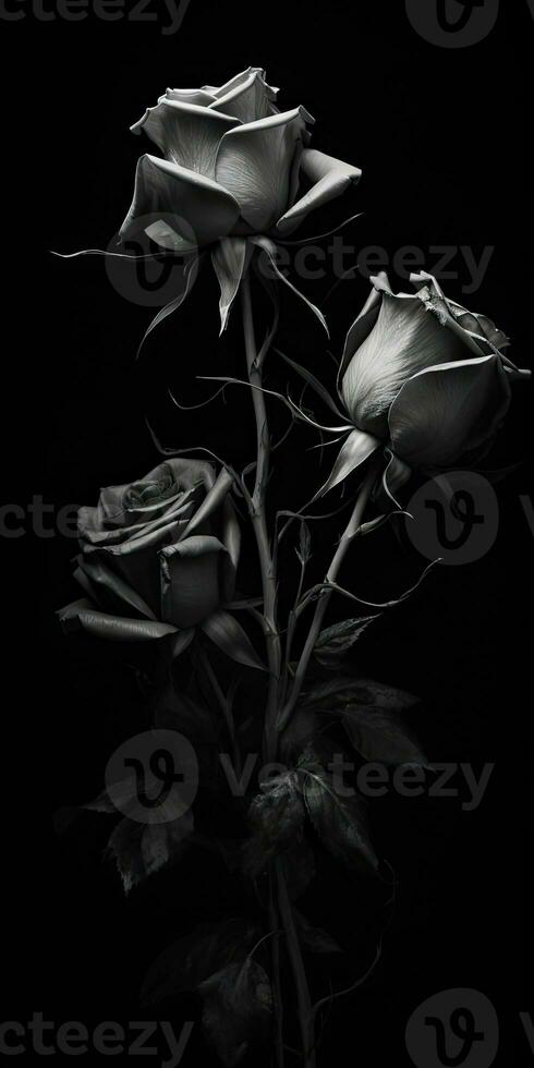 Spellbinding closeup portrait of roses, eternal melancholy, AI Generated photo