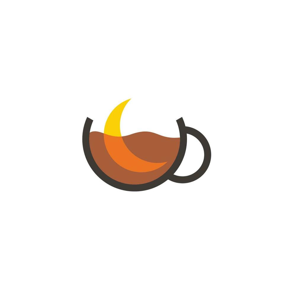 taza café noche café Luna diseño logo vector