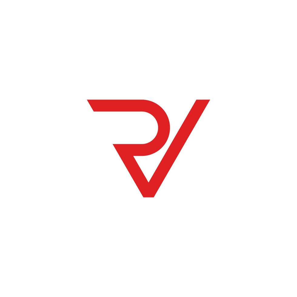 letter rv red simple clean geometric logo vector