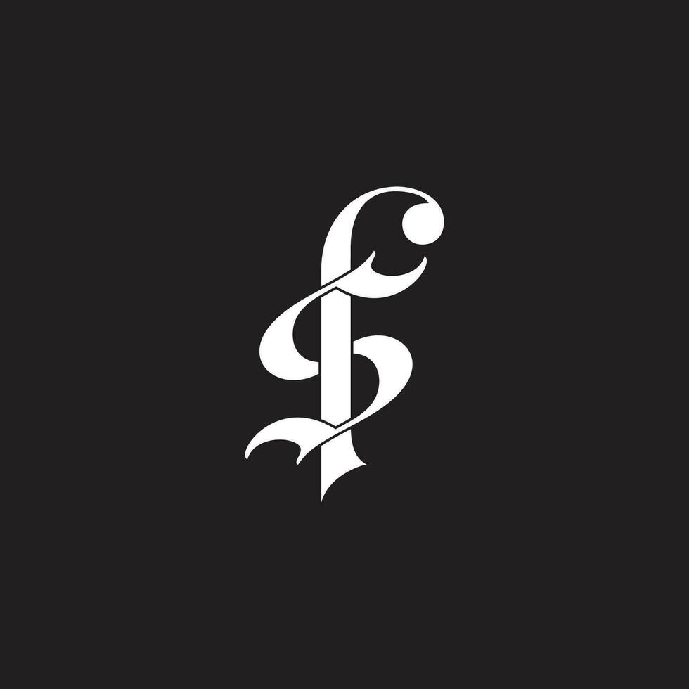 letter fs simple linked overlapping flat logo vector
