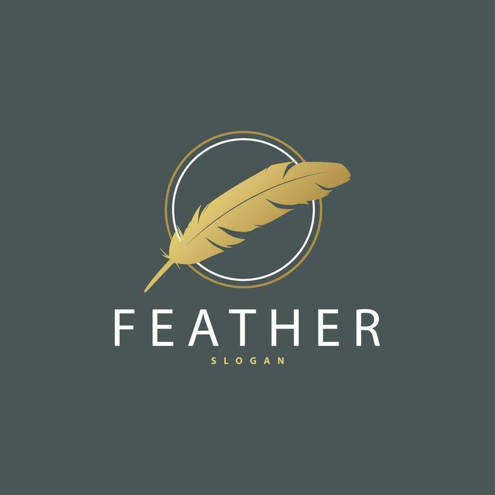 Feather Logo Design Minimalist Vector Template
