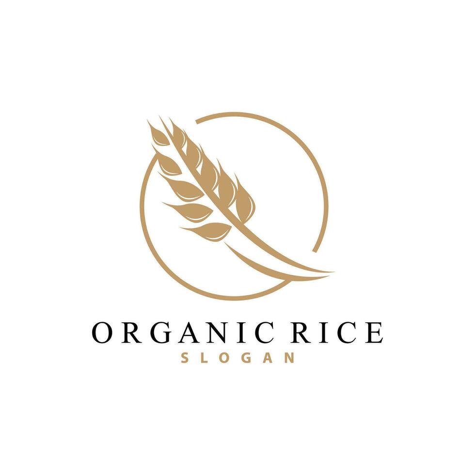 Wheat Grain Rice Logo, Simple Design Organic Vector Illustration Icon Template