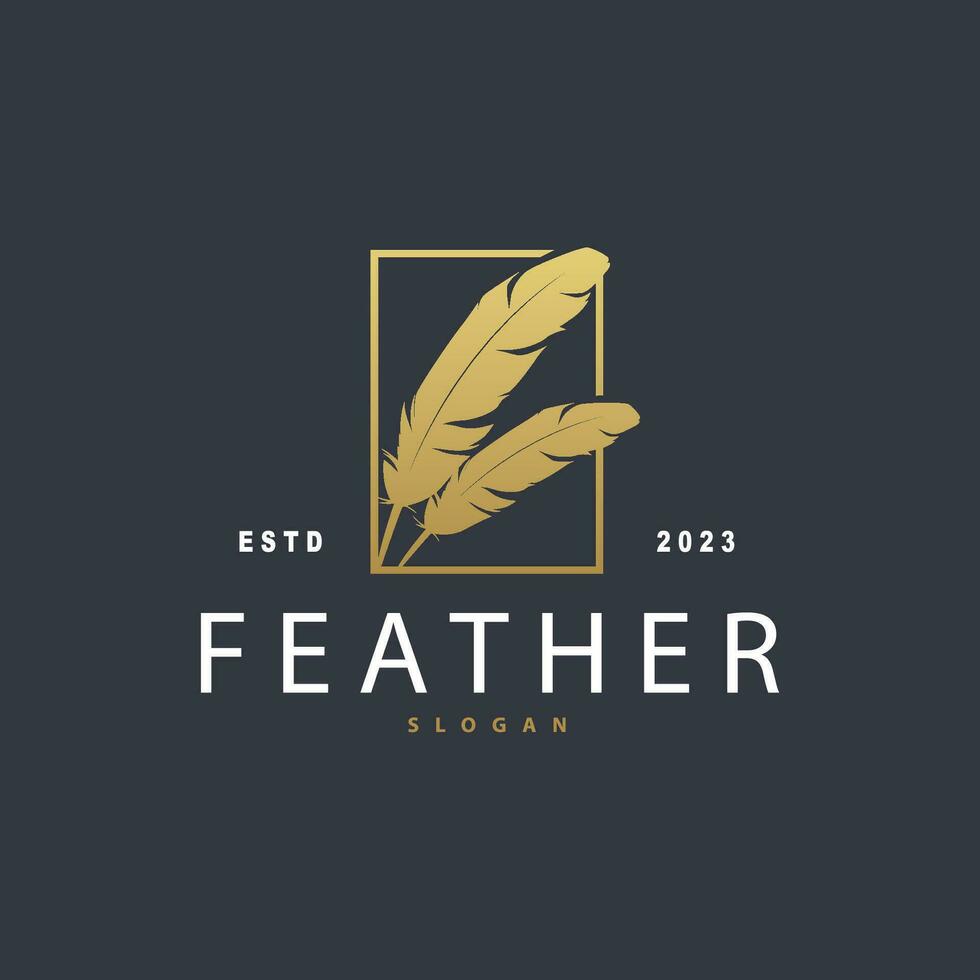 Feather Logo Design Minimalist Vector Template