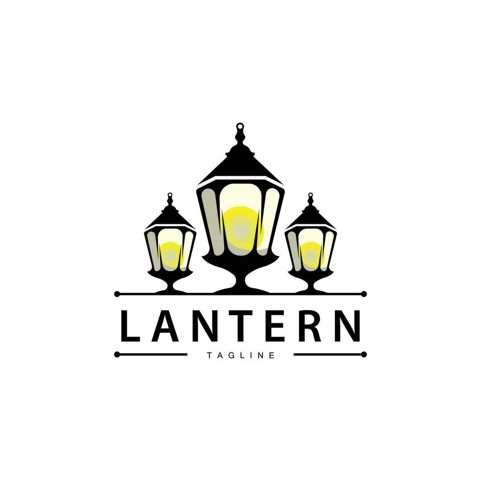 Lantern Logo Vintage Street Lighting Design Illustration Template vector