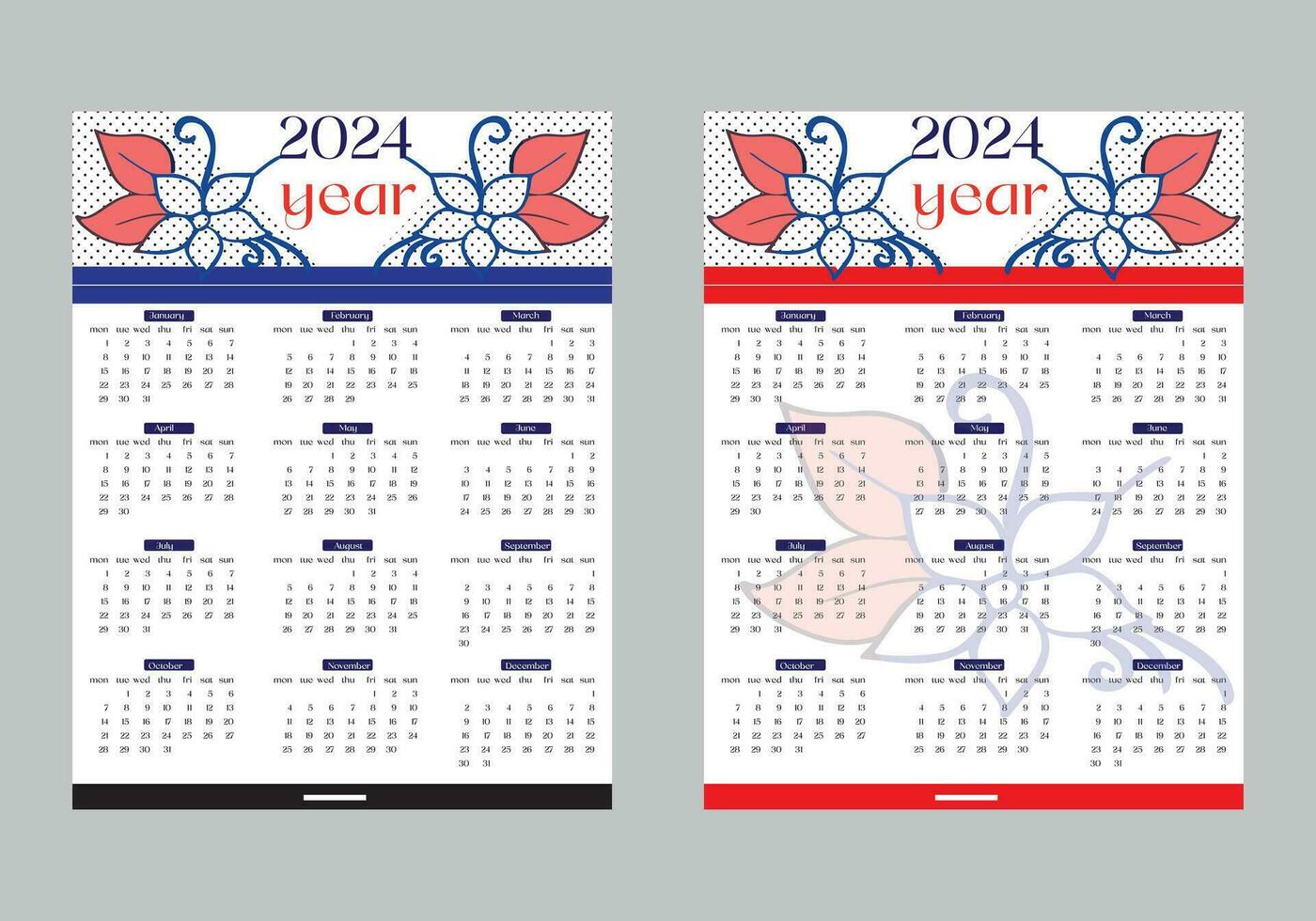 Calendar 2024 Year template , simple minimal, Planner year, calendar 2024 year, Week  Set of, advertisement, printing, stationery, organization office vector