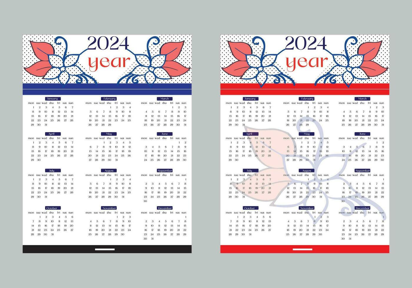 calendario 2024 año modelo , sencillo mínimo, planificador año, calendario 2024 año, semana conjunto de, anuncio publicitario, impresión, papelería, organización oficina vector