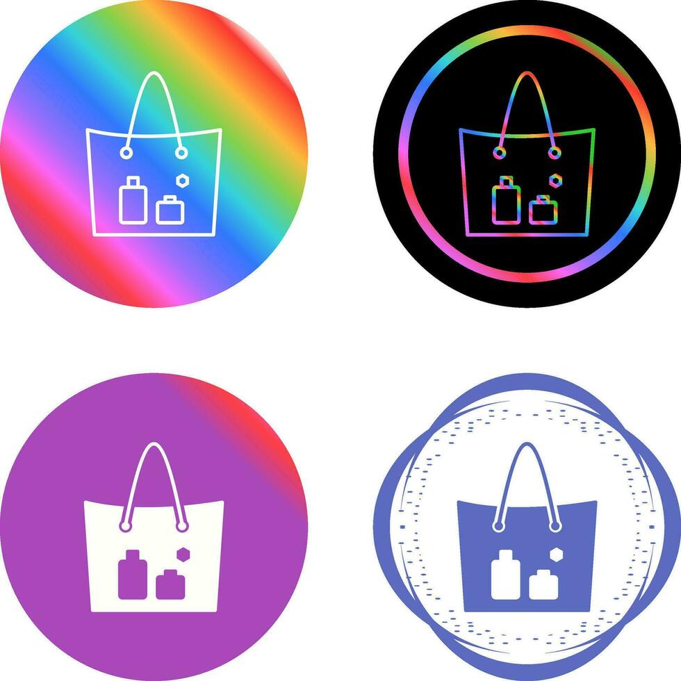 artículos en un icono de vector de bolsa