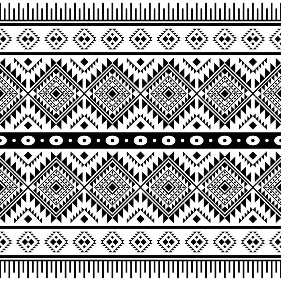 Navajo tribal abstract geometric background. American indigenous seamless pattern. Ethnic textile design for fabric template and shirt. Black and white color. vector