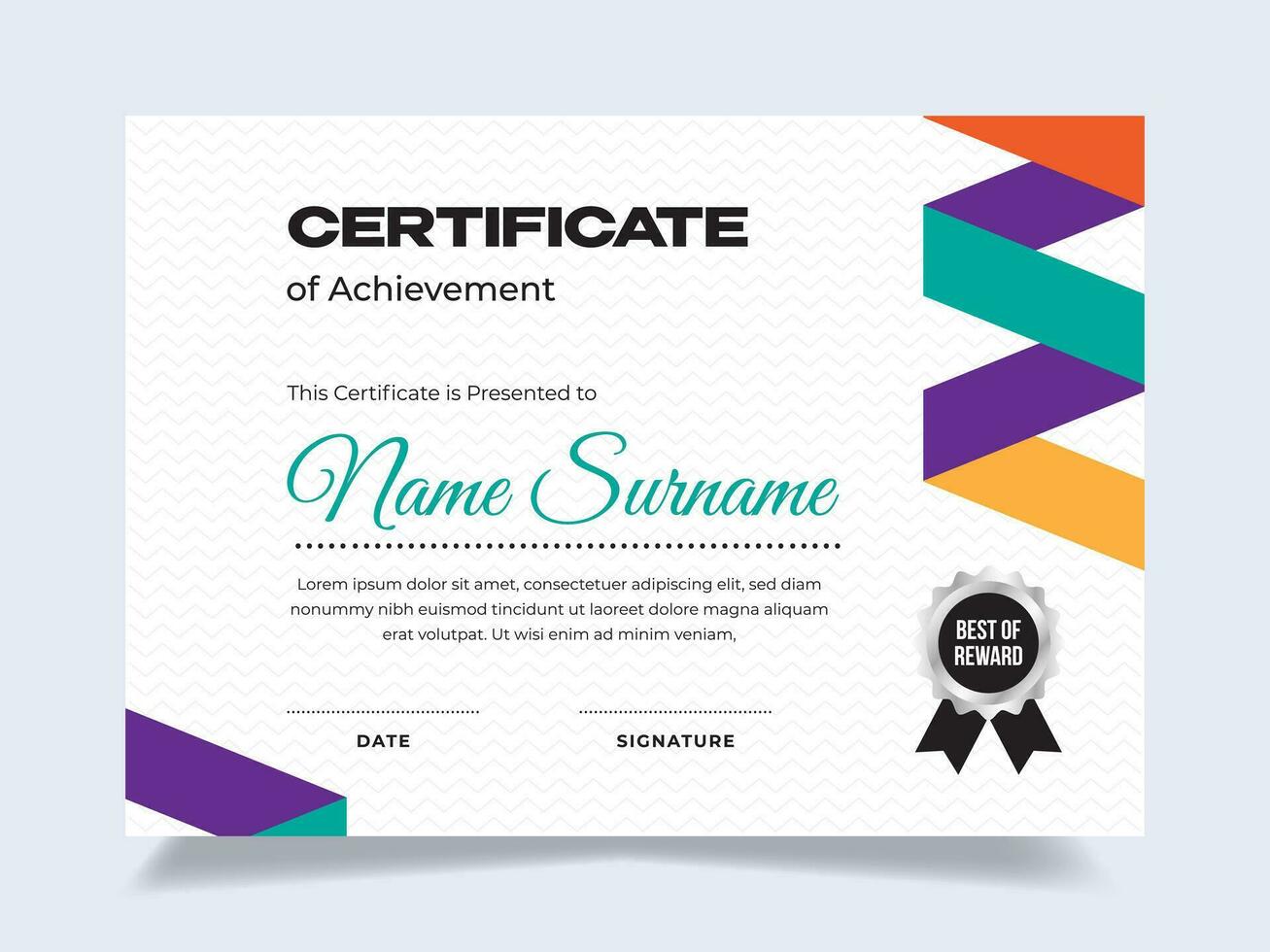 Modern origami certificate of achievement template with icon badge. Modern certificate vector. Perfect for employee awards. vector