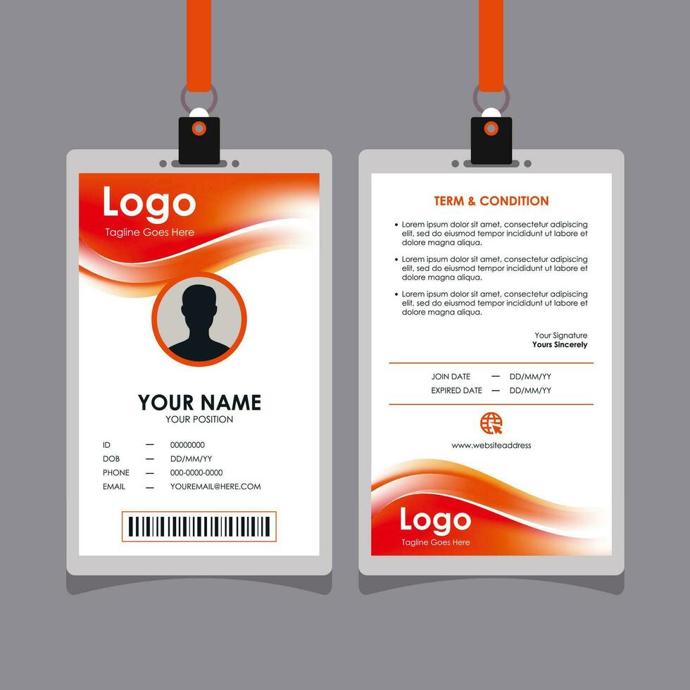 Smooth Red Wavy Id Card Design vector