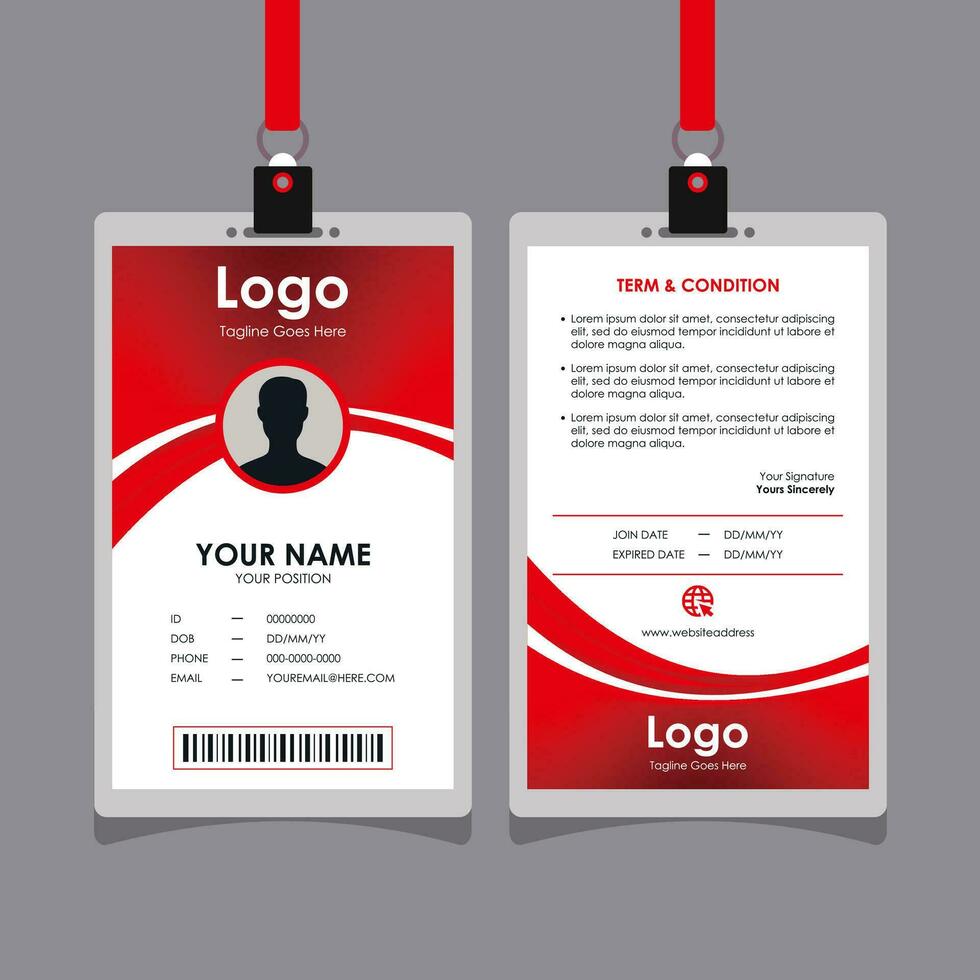 Simple Red Smooth Curvy Id Card Design vector