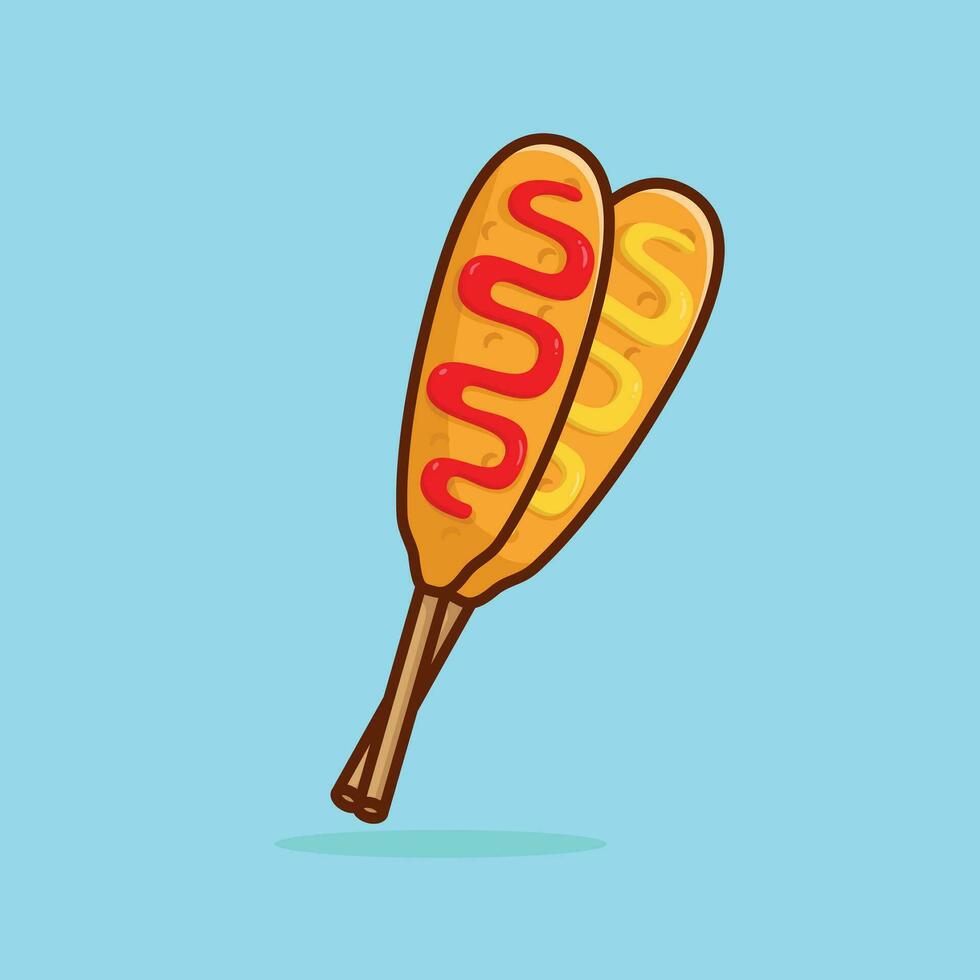 Corndog food floating simple cartoon vector illustration food concept icon isolated