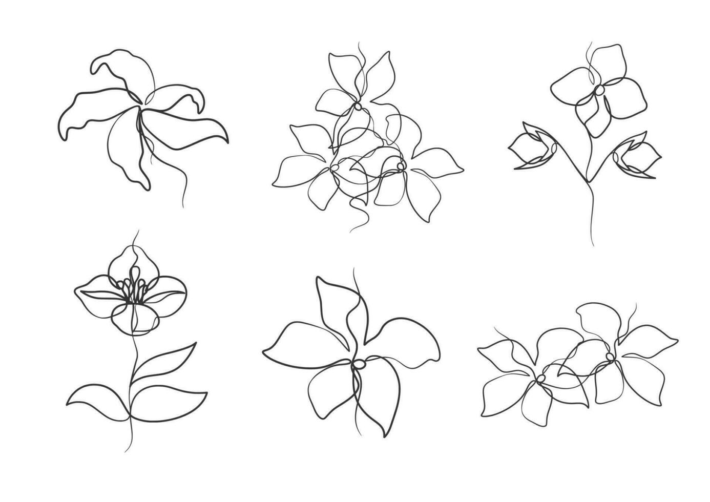 Continuous one line art drawing of beauty jasmine flower vector