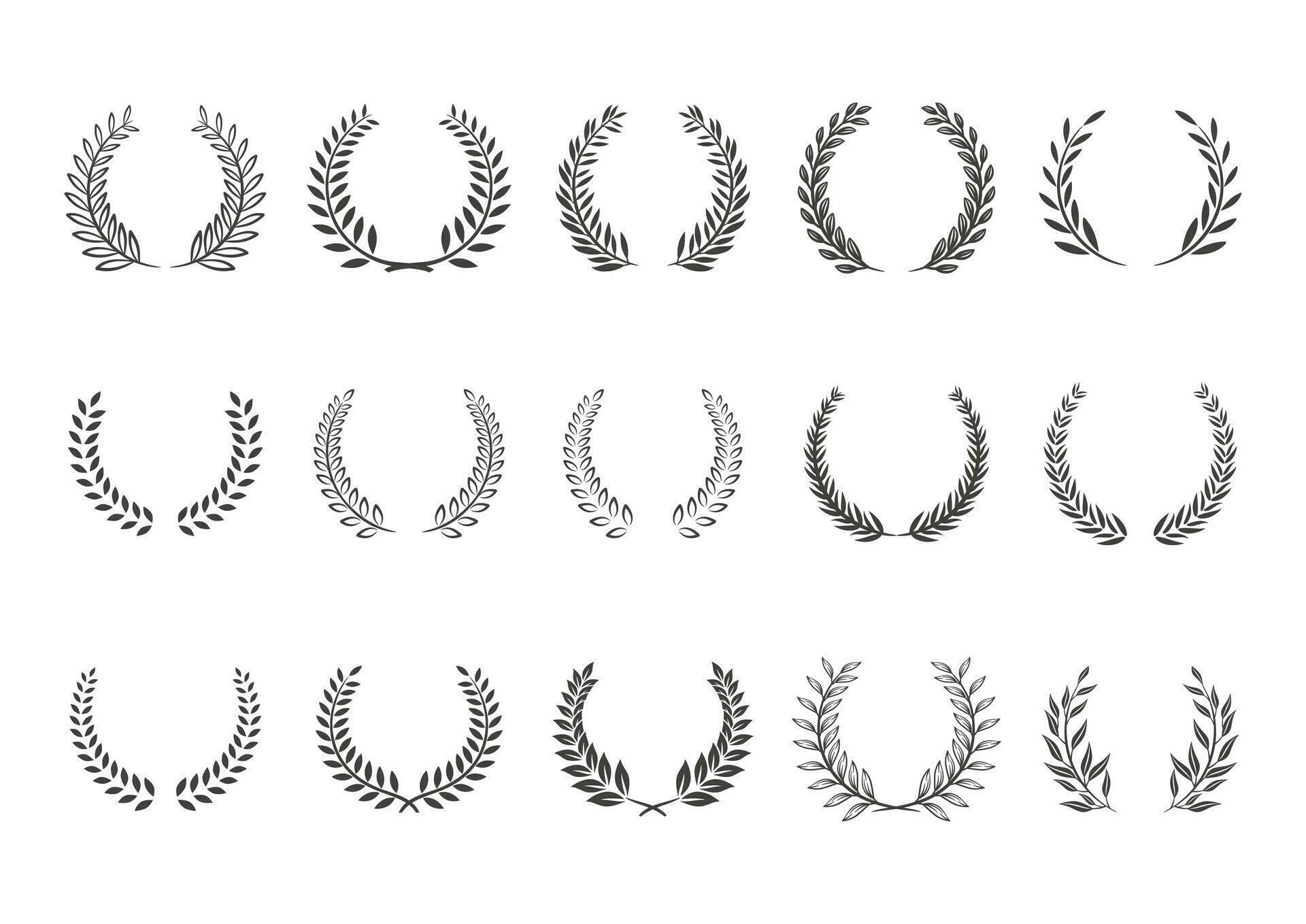 Laurel wreath vector illustration collection black and white, Laurel