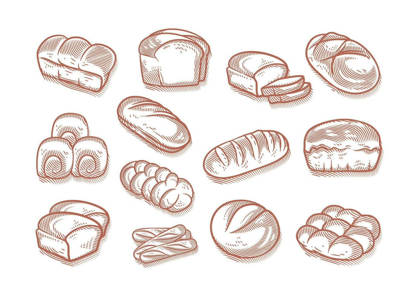 Hand drawn bread and bakery collection vector illustration