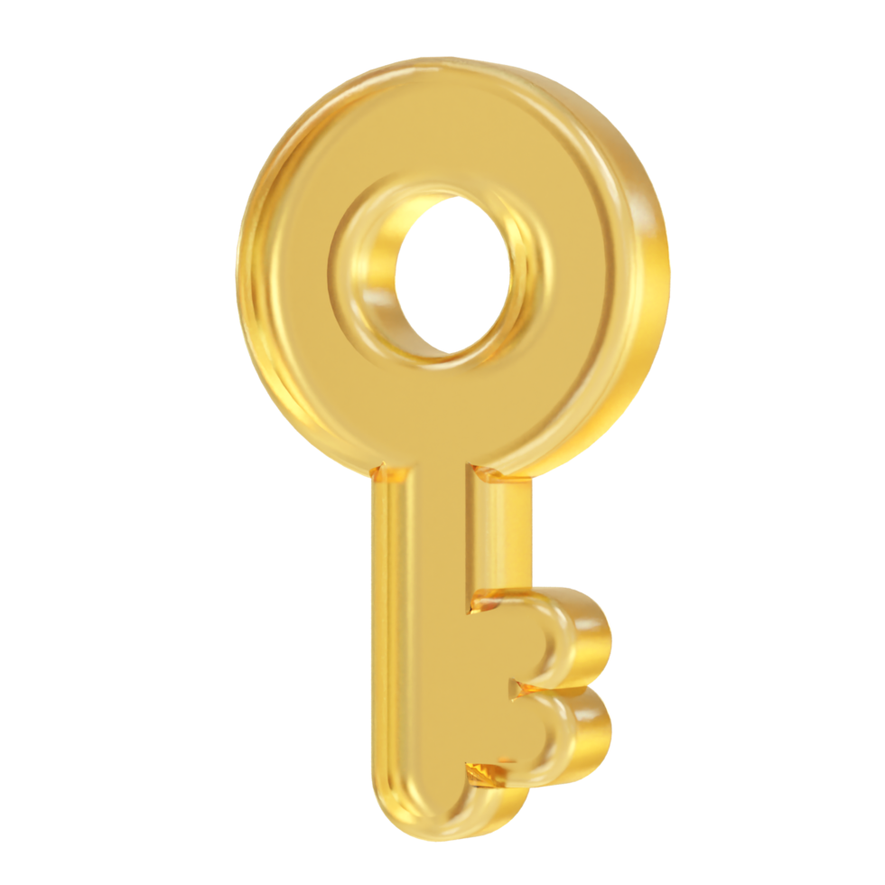 Key icon 3d rendering illustration transparent element png